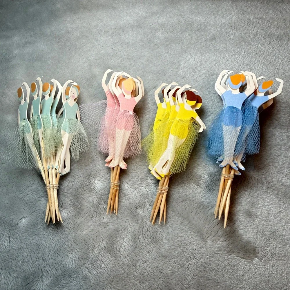 Ballerina Party Picks Set‎ of 24 Ballet Tule Appetizer, Cupcake, Cake Toppers